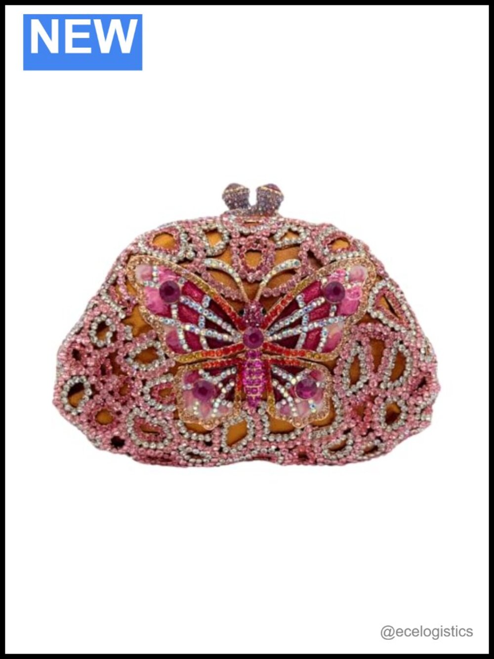 Crystal Rhinestone Butterfly Clutch Evening Bag Wedding Bridal Purse
